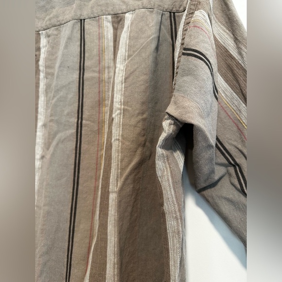 Lord & Taylor Men’s Vertical Striped Khaki Business Shirt. Pocket. - Picture 10 of 12